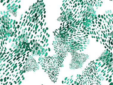 Yeşil ve Turkuaz Hayvansal Örnekler. Suluboya el izi. Afrika egzotik kamuflajı. Geometrik suluboya arka plan. Vahşi hayvan kürkü dokusu. Suluboya El Boyalı Cilt Deseni.