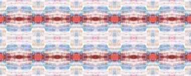 Kırmızı, Bej ve Mavi Etnik Kusursuz Şablon. Eğlenceli Dikdörtgen İkat Uyumu. Suluboya Etnik Tasarım. Sembol geometrik mayo deseni. Yılan Derisi Rastgele Doku. Boya Fırçası Python Arkaplanı.