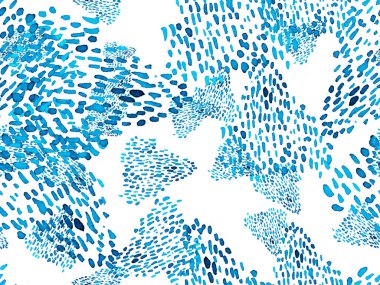 Çivit mavisi, kusursuz hayvan deseni. Suluboya el izi. Afrika egzotik kamuflajı. Geometrik suluboya arka plan. Vahşi hayvan kürkü dokusu. Suluboya El Boyalı Cilt Deseni.