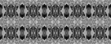 Geometrik Etnik Şekilsiz Gri Pul Suluboya El Çizim Batik. Psikedelik Halk Arkaplanı. Allover Etnik Mayo Tasarımı Eğlenceli Simetrik Sınır İlişkisi. Ikat Yatay Doku.