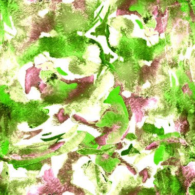 Fırça darbeleri. Beyaz yeşil suluboya geometri baskısı. Pastel suluboya arka plan. El çizimi soyut sanat çizgisi. Tekrar eden mayo desenli. Fırça izi.