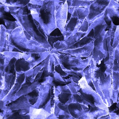 Suluboya palmiye deseni. Cennet yaprakları ile egzotik, pürüzsüz desen. Aloha mayo izi. Yaz dönemi. Akışkan, soyut, dikişsiz desen. Suluboya doğal Hawaii çiçek arkaplanı.