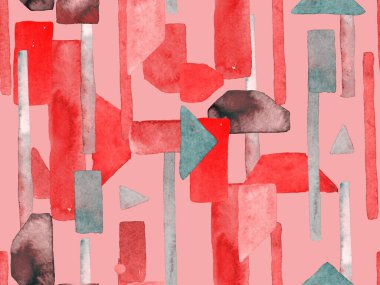 Bauhaus Kusursuz Düzen. Suluboya Geometrik Kırmızı Pembe Çizgiler Tasarımı. Sanat Organik Geo Arkaplanı. Büyük Modern Asgari Baskı. Moda Eğlencesi Soyut Boyası Suluboya Renk Çizgileri.