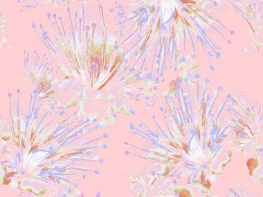 Kalın Çiçekler. Pembe ve Sarı Arkaplanda Büyük Hawaii Kusursuz Parmak izi. Büyük Hawaii Baharı Maracuya Sonsuz Arkaplanı. Soyut Kalın Çiçek Yazdırma. 