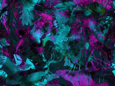 Tehlike izi yok. Mavi suluboya fırça darbesi grunge fayans. Suluboya boya boya tasarımı. Kademeli mürekkep lekeleri. Çamur tabakası. Sıvı damlayan fırça sonsuz iz. 