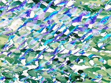 Suluboya Kamuflaj Tasarımı. Soyut Safari fayansı. Afrika deseni. Çizgili, kusursuz desen. Yeşil ve Aqua Menthe Zebra Cilt İzi. Hayvan kamuflajı arka planı. Geometrik Hayvan Dokusu.