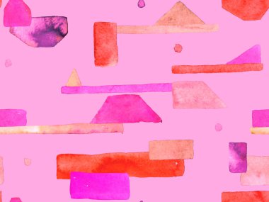 Bauhaus Kusursuz Düzen. Suluboya Geometrik Kırmızı Pembe Çizgiler Tasarımı. Sanat Organik Geo Arkaplanı. Büyük Moda Asgari Baskı. Moda Eğlencesi Soyut Boyası Suluboya Renk Çizgileri.
