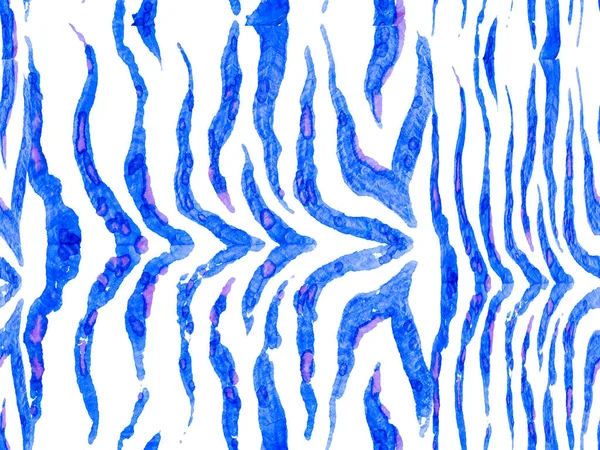 Klasik Mavi ve İndigo Zebra Cilt İzi. Hayvan kamuflajı arka planı. Suluboya Kamuflaj Tasarımı. Soyut Safari fayansı. Afrika deseni. Çizgili, kusursuz desen. Geometrik Hayvan Dokusu.