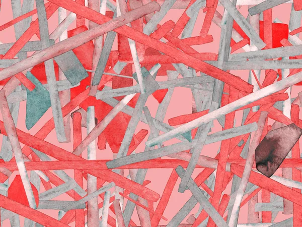 Bauhaus Kusursuz Düzen. Suluboya Geometrik Kırmızı Pembe Çizgiler Tasarımı. Sanat Organik Geo Arkaplanı. Büyük Çağdaş Asgari Yazdırma. Moda Eğlencesi Soyut Boyası Suluboya Renk Çizgileri.