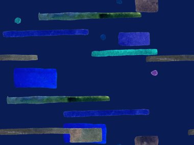 Bauhaus Kusursuz Düzen. Suluboya Geometrik İndigo, Mavi Çizgiler Tasarımı. Sanat Organik Geo Arkaplanı. Büyük Yaratıcı Asgari Yazdırma. Moda Eğlencesi Soyut Boyası Suluboya Renk Çizgileri.