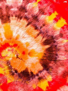 Özgürlük Girdabı 'nı bağladı. Boho Boyalı Kıyafetler. Reggae Suluboya Efekti. Psikedelik girdap tekstili. Boya sarmalı arka plan. Hippi Batic. Canlı Haight San Francisco Swatch. Turuncu ve Kırmızı