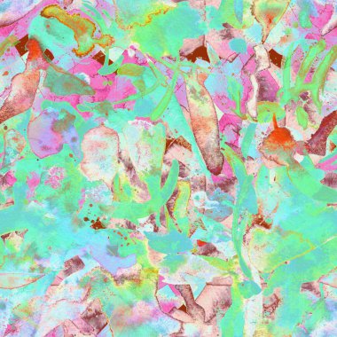 Suluboya egzotik, pürüzsüz desen. Renkli bir arka plan. Soyut geometrik suluboya tasarımı. Mayo dokusu. Çiçekli Coachella pürüzsüz desen. Sıkıntılı soyut karışık sanat eserleri.