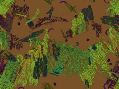 Modern Doodle Header. Yatay Şablon için Yeşil Arkaplanda Şirin Büyük Sanatsal Kusursuz Desen. Büyük Moda Asgari Baskı. Pastel Doodle Başlığı.