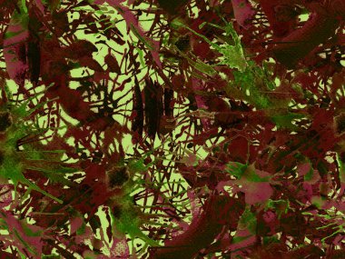 Sıvı, pürüzsüz desen. Yeşil suluboya fırça darbesi grunge tasarımı. Suluboya kaotik sıçrama boya tasarımı. Elle çizilmiş mürekkep lekeleri. Toprak sıçrama deseni. Sıvı damlayan fırça sonsuz iz.