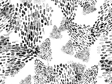 Siyah ve Beyaz Hayvani Kusursuz Şablon. Suluboya el izi. Afrika egzotik kamuflajı. Geometrik suluboya arka plan. Vahşi hayvan kürkü dokusu. Suluboya El Boyalı Cilt Deseni.