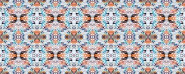 Beton Asgari Parmak izi. Geometrik Terrazo Duvar Kağıdı. Terrazzo Kusursuz Desen. Kaya tasviri dokusu. Soyut Taş Döşeme. Bej, Mavi ve Turuncu Granit fayans. Mozaik Yaz Arkaplanı.