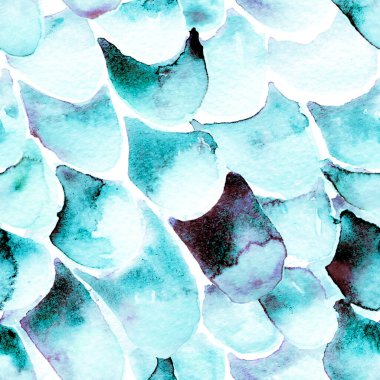 Mavi Turkuaz Yılan Kusursuz Şablon. Suluboya El Çizilmiş Piton Yazısı. Kobra Derisi Egzotik Doku. Geometrik Yılan Arkaplanı. Zehir ve Yılan derisi. Suluboya El Boyalı Döşeme Deseni.