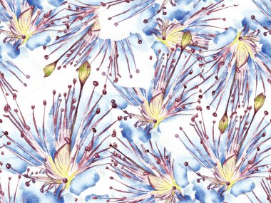 Cesur Çiçek Tasarımı. Büyük Hawaii İşaretsiz Mavi Parmak izi, Indigo Arkaplan. Büyük Hawaii Yaz Suluboya Granadilla Sonsuz Arkaplan. Sanatsal Kalın Çiçek Tasarımı.