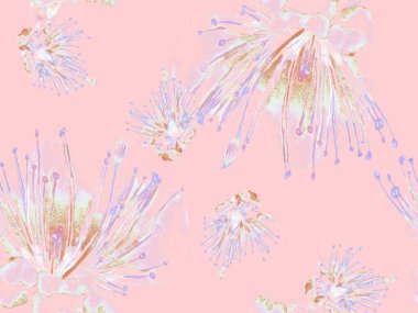 Cesur Çiçek Tasarımı. Pembe ve Sarı Arkaplanda Büyük Hawaii Kusursuz Parmak izi. Büyük Tropikal Bahar Kova Tutkusu Arkaplanı. Sanatsal Kalın Çiçek Tasarımı.