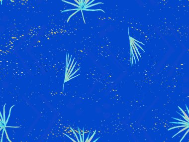 İndigo egzotik desen. Canavar ve amber çiçekleri tropik buket. Doymuş büyük çiçekli mayo izi. Yatay romantik vahşi vektör egzotik fayans. Güzel bahar botanik tasarımı.