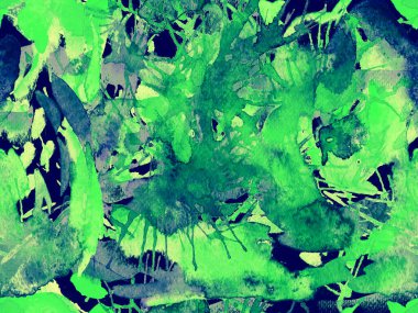 Sıvı, pürüzsüz desen. Yeşil suluboya fırça darbesi grunge tasarımı. Suluboya soyut sıçrama boyası tasarımı. Elle çizilmiş mürekkep lekeleri. Toprak sıçrama deseni. Sıvı damlayan fırça sonsuz iz.