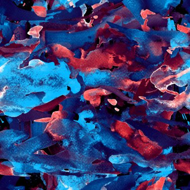 Yaratıcı suluboya deseni. Geometrik dikişsiz doku. Sanatsal soyut çelenk fırça darbeleri fayansları. Pamuk için Japon kumaşı arka planı. El yapımı suluboya, pastel boya ve akrilik mayo dokusu..