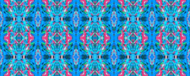 Geometrik Etnik Kusursuz Düzen. Gökyüzü Suluboya El Kaplama Batik. Psikedelik Halk Arkaplanı. Allover Etnik Mayo Tasarımı. Eğlenceli Simetrik Sınır Uyumu. Ikat Yatay Doku.