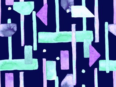 Bauhaus Kusursuz Düzen. Suluboya Geometrik İndigo, Mavi Çizgiler Tasarımı. Sanat Organik Geo Arkaplanı. Büyük Modern Asgari Baskı. Moda Eğlencesi Soyut Boyası Suluboya Renk Çizgileri.