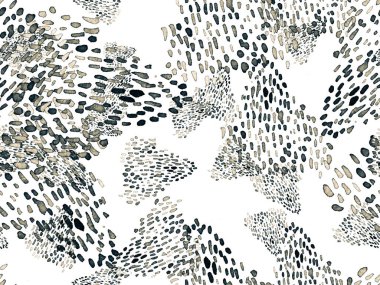 Siyah ve Beyaz Hayvani Kusursuz Şablon. Suluboya el izi. Afrika egzotik kamuflajı. Geometrik suluboya arka plan. Vahşi hayvan kürkü dokusu. Suluboya El Boyalı Cilt Deseni.