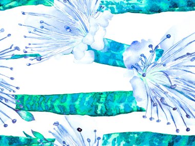 Klasik Mavi ve Indigo Vintage Eco Rapport. Suluboya kusursuz desen bırakır. Yaz Çiçeği Arkaplanı. Botanik Ormanı Çizimi. Egzotik Mayo Tasarımı. Hawaii Kova Yazdırma.