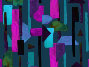 Bauhaus Kusursuz Düzen. Suluboya Geometrik Mor Çizgiler Tasarımı. Sanat Organik Geo Arkaplanı. Büyük Moda Asgari Baskısı. Moda Eğlencesi Soyut Boyası Suluboya Renk Çizgileri.