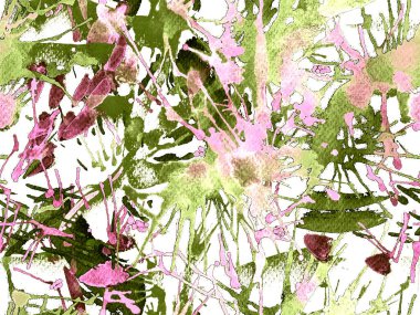 Püskürme izi yok. Yeşil suluboya fırça darbesi grunge tasarımı. Suluboya kaotik sıçrama boya tasarımı. Kademeli mürekkep lekeleri. Çamur tabakası. Sıvı damlayan fırça sonsuz iz. 