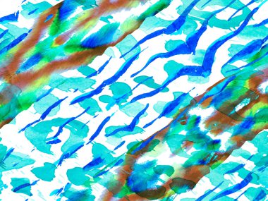 Yeşil ve Aqua Menthe Suluboya Kamuflaj Tasarımı. Soyut Safari fayansı. Geometrik hayvan dokusu. Afrika deseni. Çizgili, kusursuz desen. Zebra Deri İzi. Hayvan Kamuflajı Arkaplanı.