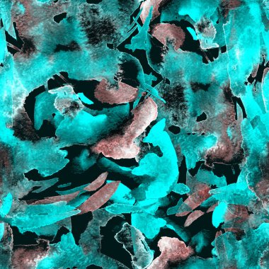 Fırça darbeleri. Mavi Pembe Suluboya geometri baskısı. Pastel suluboya arka plan. El çizimi soyut sanat çizgisi. Tekrar eden mayo desenli. Fırça izi.