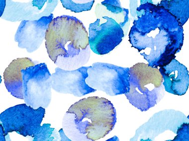 Suluboya Turuncu Çiçek ve Yapraklar. Biyo Jasmin Kusursuz Şablon. Klasik Mavi ve İndigo Yaz Vintage Arkaplanı. Canlı Sakura ve Jasmine Print. Çiçek Ayurveda Deseni.