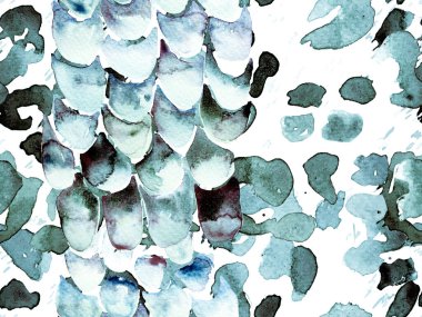 Mavi leopar desensiz Indigo deniz mavisi. Suluboya El Çita Yazısı. Vahşi Cilt Egzotik Doku. Geometrik Kürk arka planı. Leopar ve Jaguar Deri. Suluboya El Boyalı Cilt Deseni.