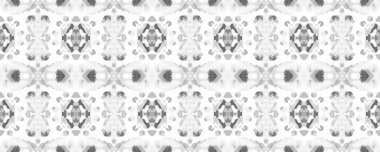 Geometrik Etnik Şekilsiz Şekilsiz Suluboya El Çizim Batik. Psikedelik Halk Arkaplanı. Allover Etnik Mayo Tasarımı Ikat Yatay Doku. Eğlenceli Simetrik Sınır Uyumu. Gri Pul