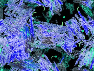 Modern Doodle Header. Mavi 'de Şirin Büyük Çağdaş Geometrik Desen Yatay Şablon için İndigo Arkaplanı. Büyük Moda Asgari Baskısı. Pastel Doodle Başlığı.