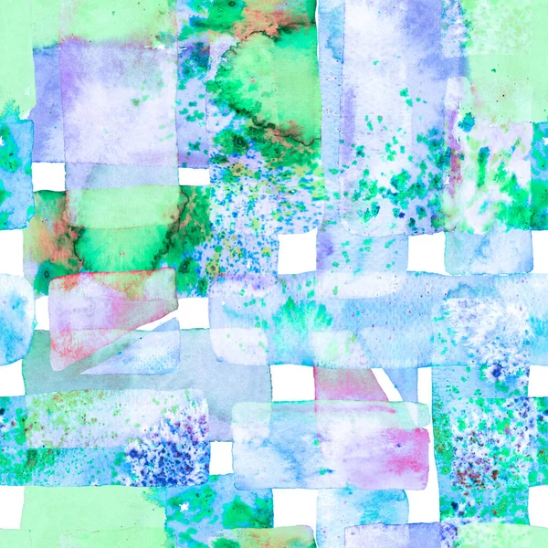 Freehand Suluboya Hatları. 70 'lerin Renkli Kübizm İllüstrasyonu. Mavi İndigo ve Tidewater Yeşil Bauhaus Kusursuz Desen. Eğlenceli Geometri. Organik arka plan. Suluboya Moda Sanatı. Afrika Jeo Fırça Vuruşu.