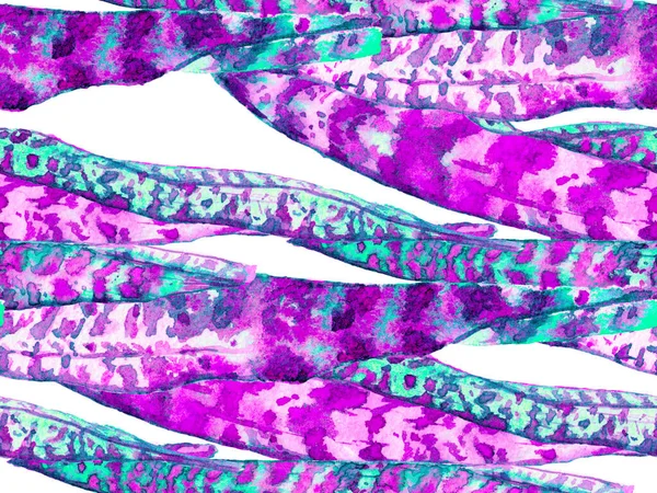 Watercolor Leaves Seamless Pattern Exotic Swimwear Design Hawaii Aquarelle Print — Stock Photo, Image