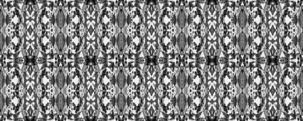 Geometrik Etnik Şekilsiz Şekilsiz Suluboya El Çizim Batik. Psikedelik Halk Arkaplanı. Allover Etnik Mayo Tasarımı Gri Ölçekli Eğlenceli Simetrik Sınır Uyumluluğu. Ikat Yatay Doku.