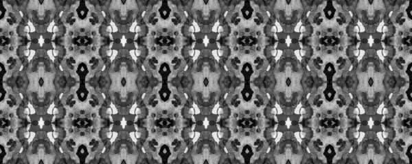 Geometrik Etnik Şekilsiz Şekilsiz Suluboya El Çizim Batik. Psikedelik Halk Arkaplanı. Allover Etnik Mayo Tasarımı Eğlenceli Simetrik Sınır İlişkisi. Gri tonlu Ikat Yatay Dokusu.