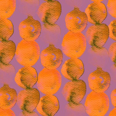 Sarı pembe suluboya deseni. Islak sıvı fırça boya arka planı. Soyut şablon kusursuz tasarım. Suluboya, en az mayolu halka şeklinde. Moda, basit bir süs. Modern mürekkep arkaplanı.