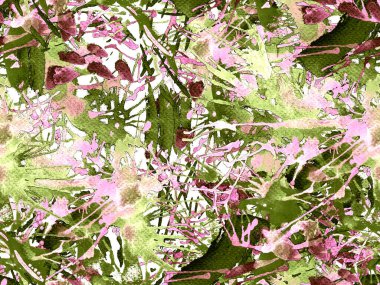 Sıvı, pürüzsüz desen. Yeşil suluboya fırça darbesi grunge tasarımı. Suluboya kaotik sıçrama boya tasarımı. Elle çizilmiş mürekkep lekeleri. Toprak sıçrama deseni. Sıvı damlayan fırça sonsuz iz.