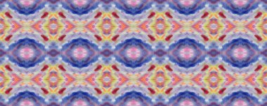 Boyalı fırça Aztek arka planı. Suluboya Etnik Tasarım. Sembol geometrik mayo deseni. Kilim Rastgele Halı dokusu. Mavi, Kırmızı, Yeşil Pastel Eğlenceli Dikdörtgen İkat İlişkisi. Etnik Kusursuz Desen.