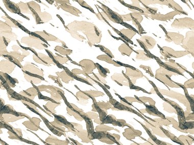 Afrika deseni. Çizgili, kusursuz desen. Suluboya Kamuflaj Tasarımı. Soyut Safari fayansı. Tek renkli ve gri tonlu geometrik hayvan dokusu. Zebra Deri İzi. Hayvan Kamuflajı Arkaplanı.