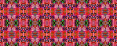 Boyalı fırça Aztek arka planı. Sembol geometrik mayo deseni. Kilim Rastgele Halı dokusu. Mavi, Kırmızı, Yeşil Pastel Eğlenceli Dikdörtgen İkat İlişkisi. Etnik Kusursuz Düzen. Suluboya Etnik Tasarım. 