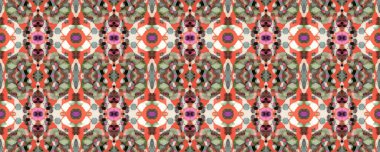 Suluboya El Yazması Batik. Psikedelik arka plan. Allover Etnik Mayo Tasarımı Simetrik Sınır Uyumluluğu. Ikat Yatay Doku. Geometrik Etnik Kusursuz Düzen. Mavi ve Mercan Kırmızısı