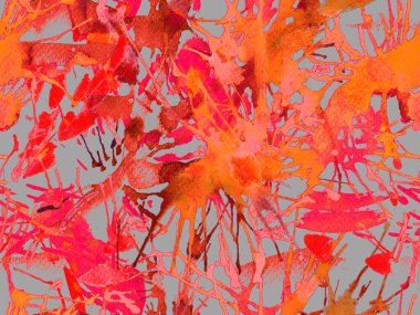 Püskürme izi yok. Kırmızı suluboya fırça darbesi grunge tasarımı. Suluboya kaotik sıçrama boya tasarımı. Kademeli mürekkep lekeleri. Toprak sıçrama deseni. Sıvı damlayan fırça sonsuz iz. 