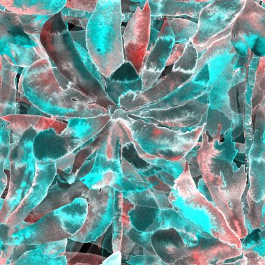 Suluboya palmiye deseni. Tropikal yapraklı, egzotik, pürüzsüz desen. Aloha mayo izi. Yaz dönemi. Akışkan, soyut, dikişsiz desen. Suluboya doğal Hawaii çiçek arkaplanı.